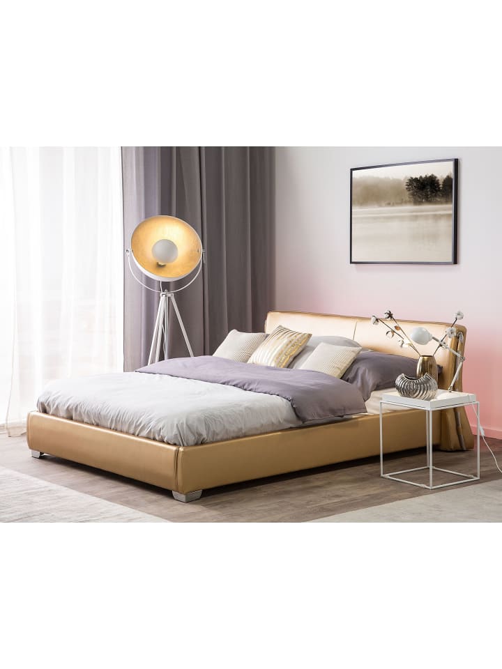 Beliani Doppelbett mit LED PARIS in Gold/Silber - (W) 175 x (H) 83 x (L) 228 cm günstig kaufen onesize