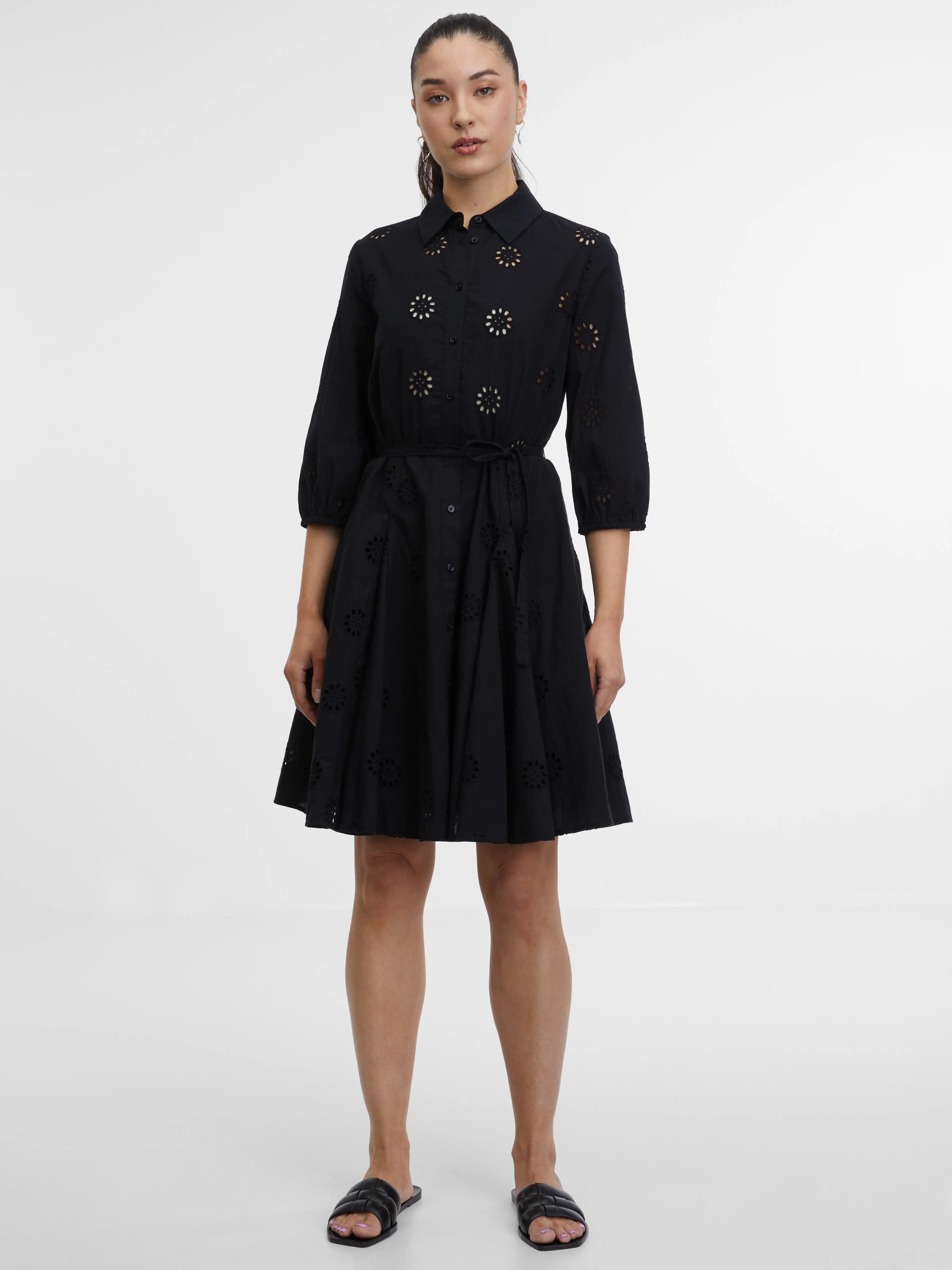 Schwarzes Damen-Hemdkleid ORSAY