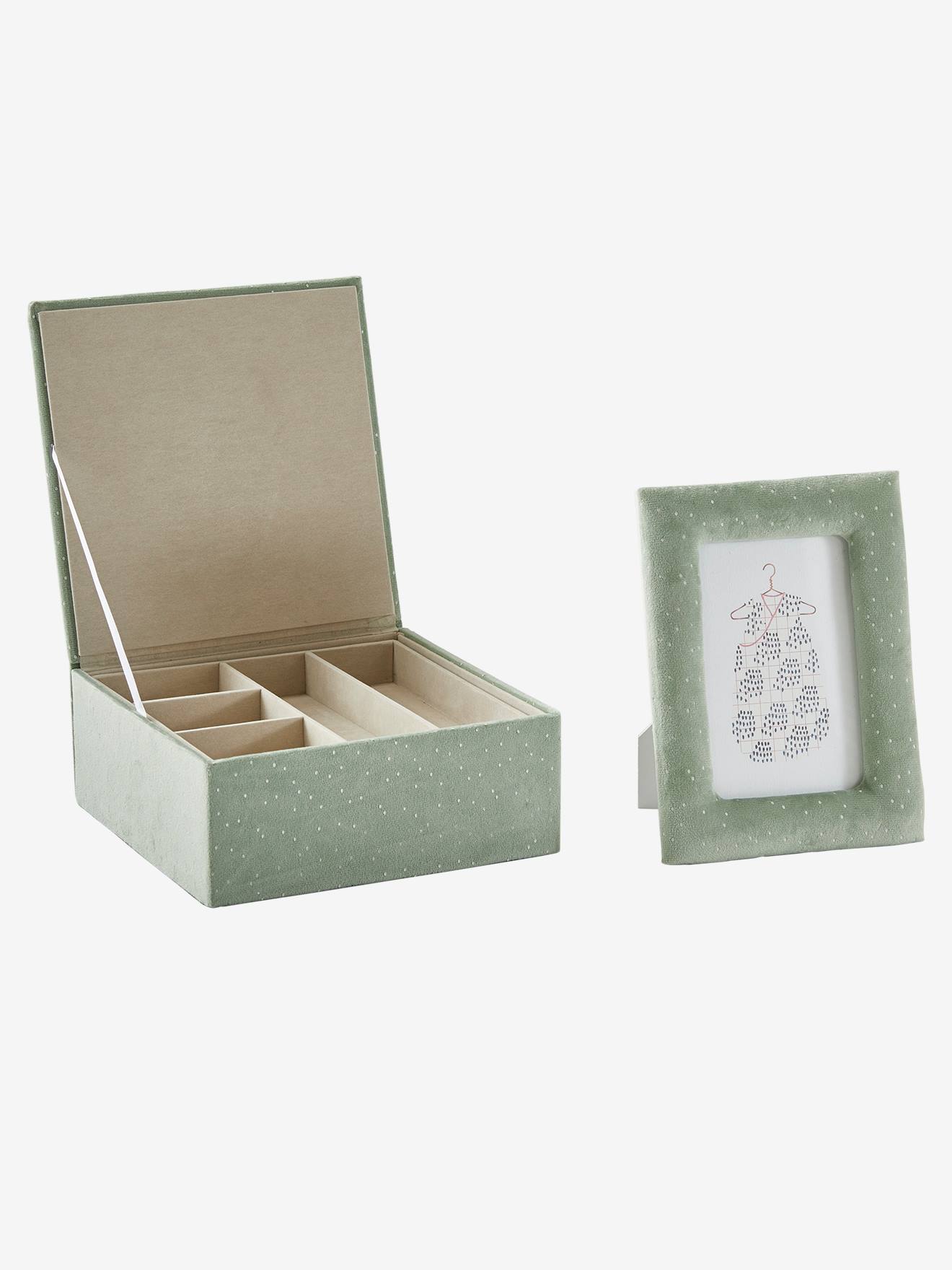 Vertbaudet Kinderzimmer Geschenk-Set: Bilderrahmen & Schatulle - grün