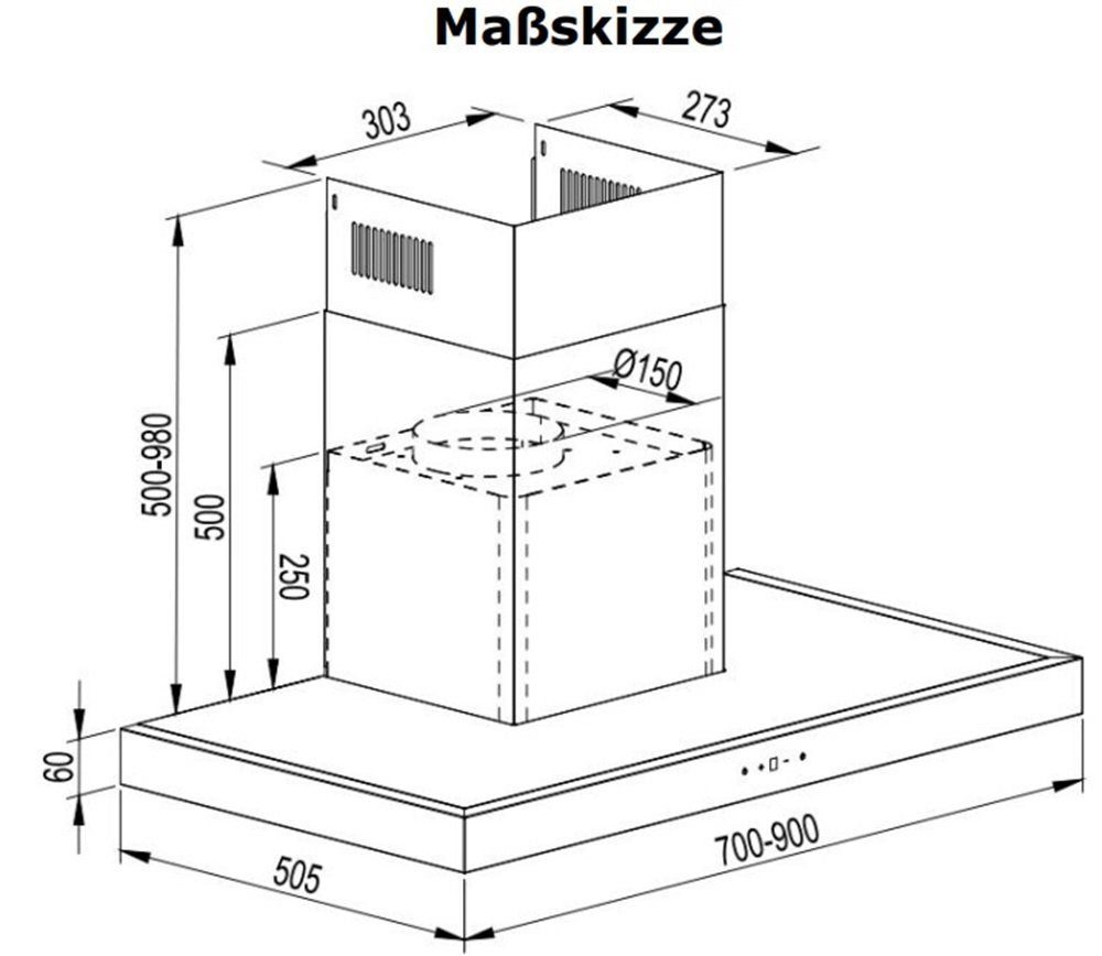 GURARI Induktions-Standherd GCH E 913 X+CH 5001, Induktions Standherd 90 cm+Dunstabzugshaube 90 cm