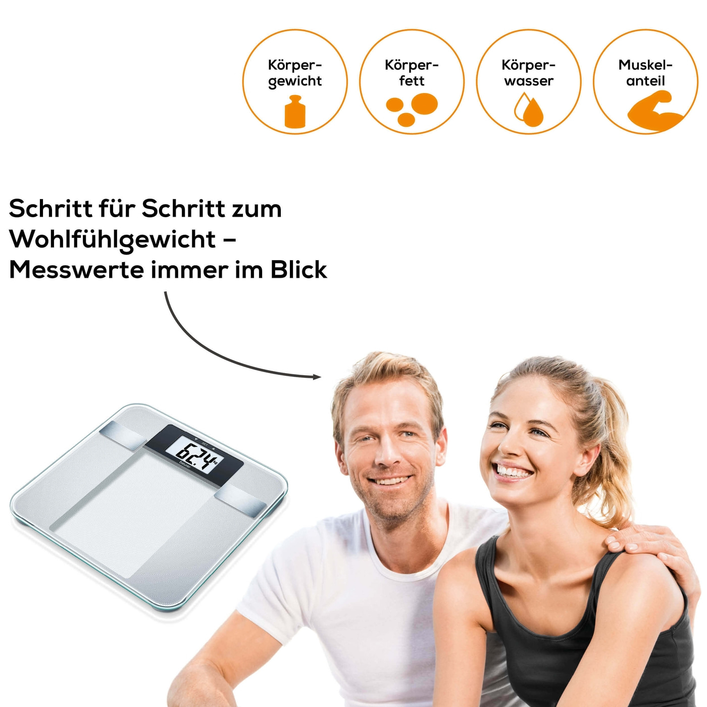 Beurer Diagnosewaage - BG 13-Analysewaage mit BMI Ganzkörperanalyse & XL-Display - bis 150 kg