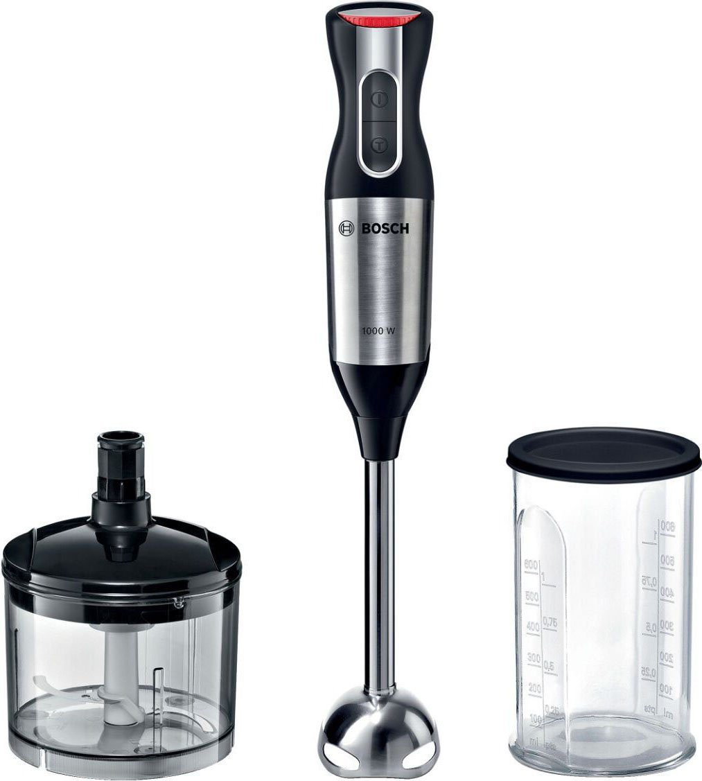 BOSCH Stabmixer ErgoMixx Style MS6CM6120, 1000 W, starke Leistung, 12 Geschwindigkeitsstufen, Mixbecher mit Deckel
