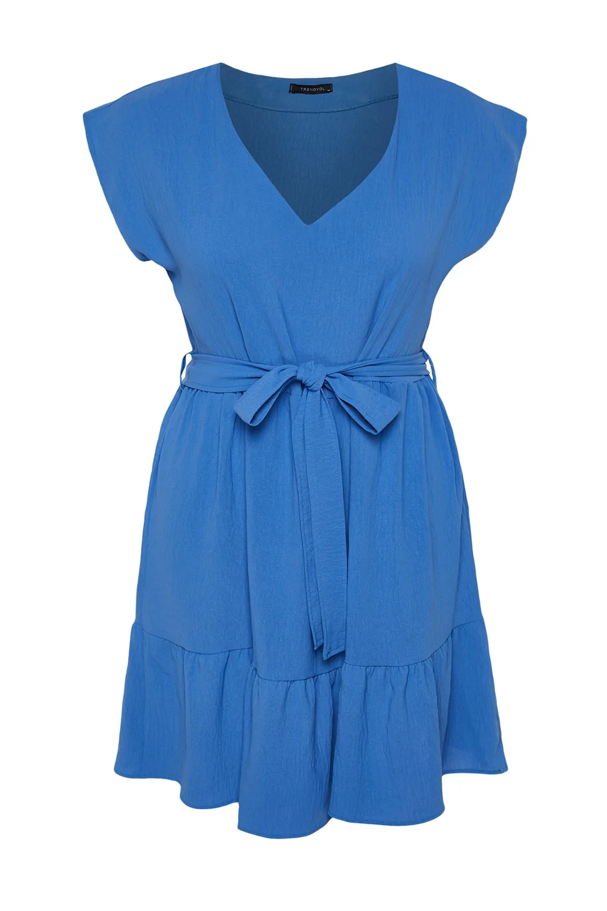 Trendyol Curve  Indigoblaues gewebtes Kleid mit Gürtel TBBSS22EL1670