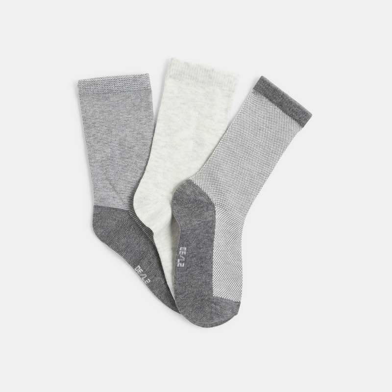 Chaussettes (lot de 3 paires) grises garçon