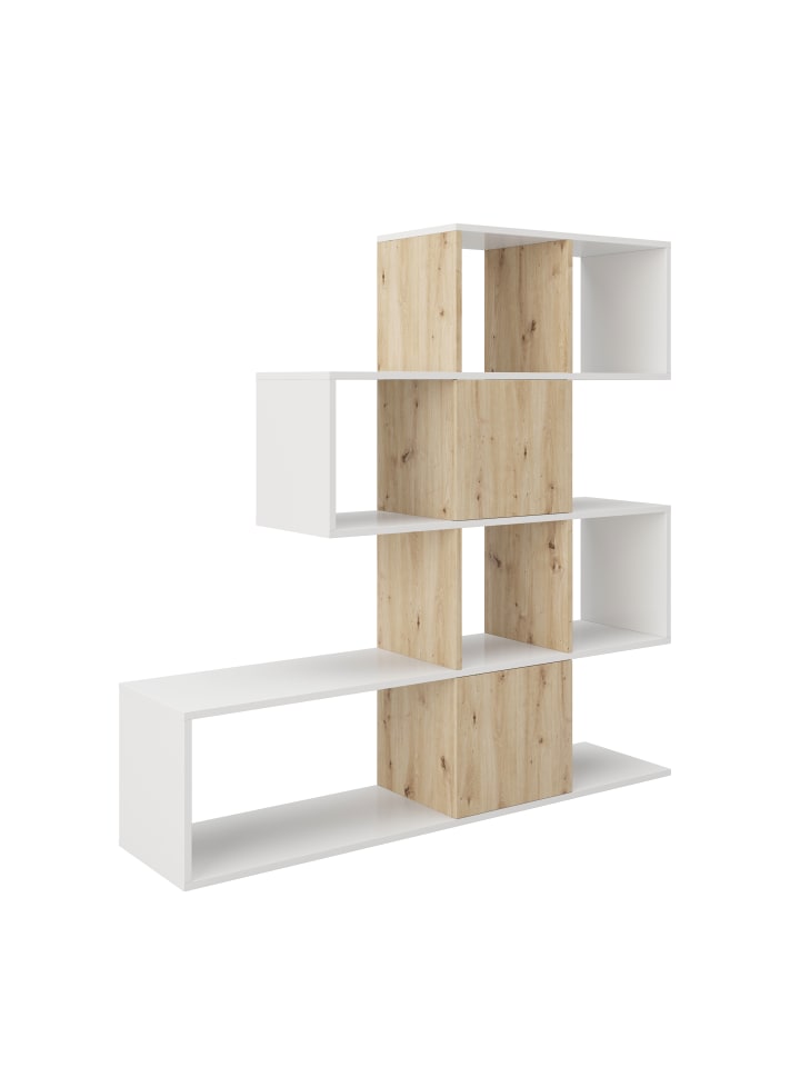 Phoenix Group AG  Staccato - Bücherregal, Büroregal, Raumteiler mit 2 geheimen Fächer, asymmetrische Aufteilung, weiss/artisan eiche, B/H/T: 132,1x132,3x31cm günstig kaufen onesize