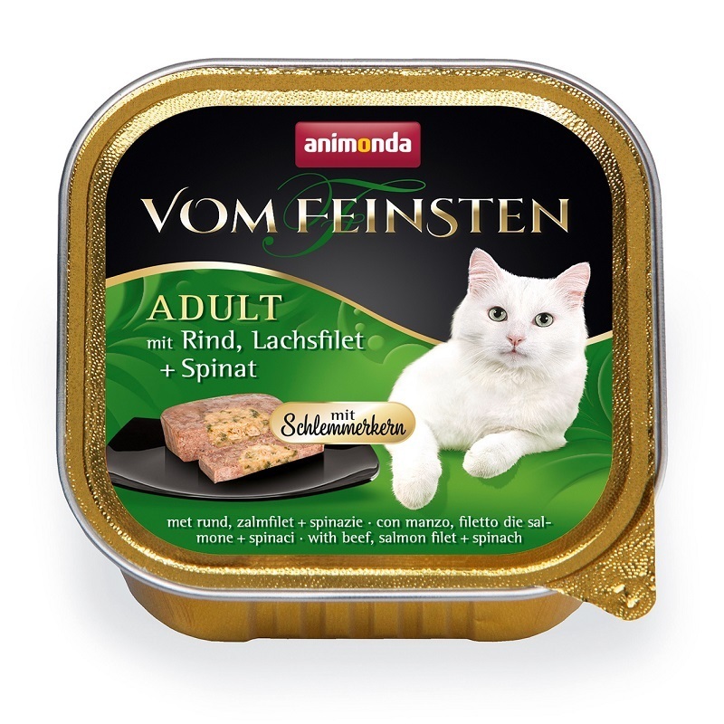 Animonda Nassfutter Animonda Vom Feinsten Adult mit Schlemmerkern 32x100g Rind, Lachsfilet & Spinat