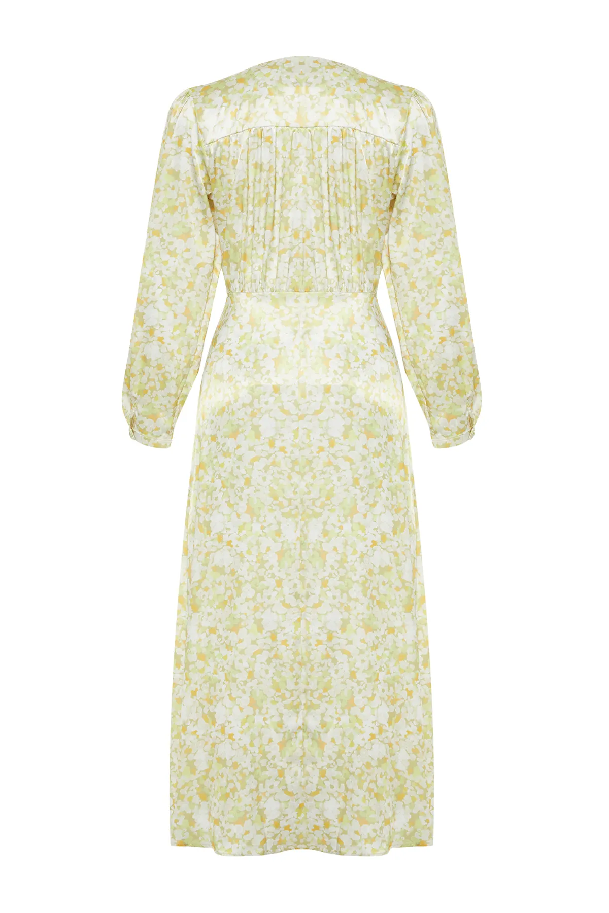 Trendyol Modest  Hellgrünes, gewebtes Kleid mit Blumenmuster vorne und Knöpfen TCTSS24EB00087