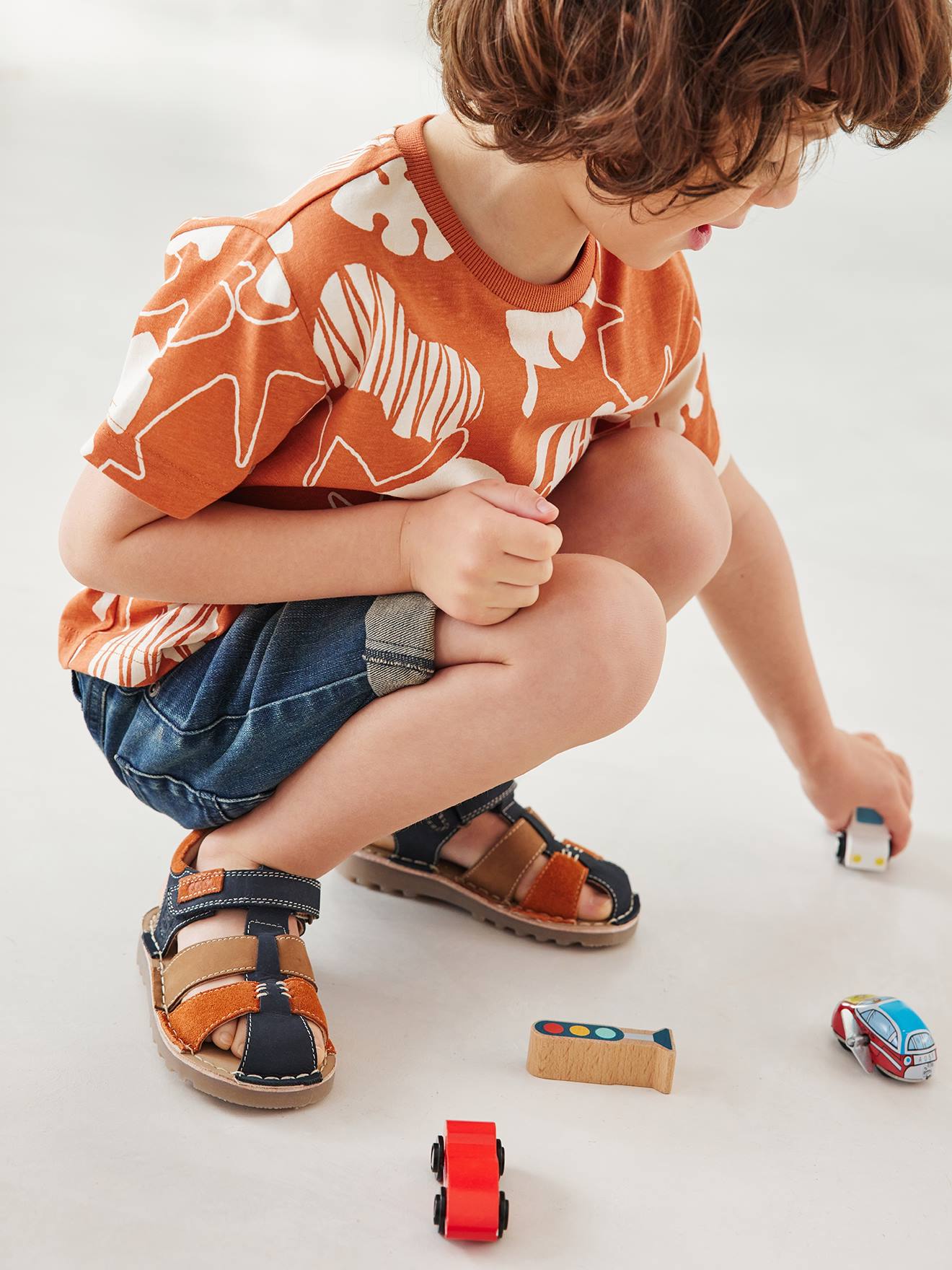 Vertbaudet Kinder Klett-Sandalen, Anziehtrick - set blau