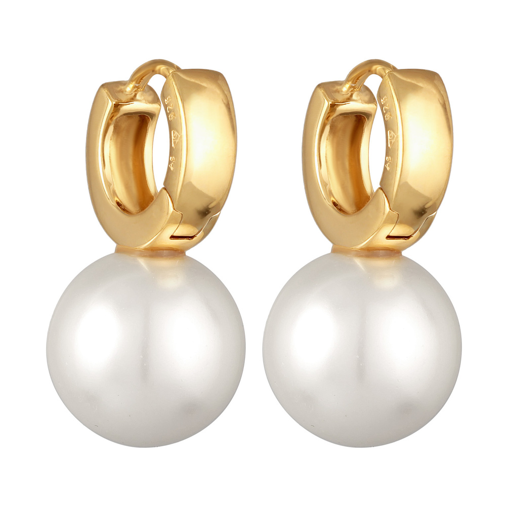 Elli Elli Boucles d'Oreilles Femmes Créoles Élégant avec perle de verre en argent ster Boucles d'oreilles