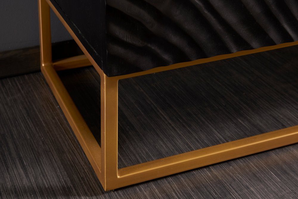 riess-ambiente Highboard SCORPION 120cm schwarz, Massivholz · Schrank · 3D Schnitzereien · Handarbeit · Wohnzimmer