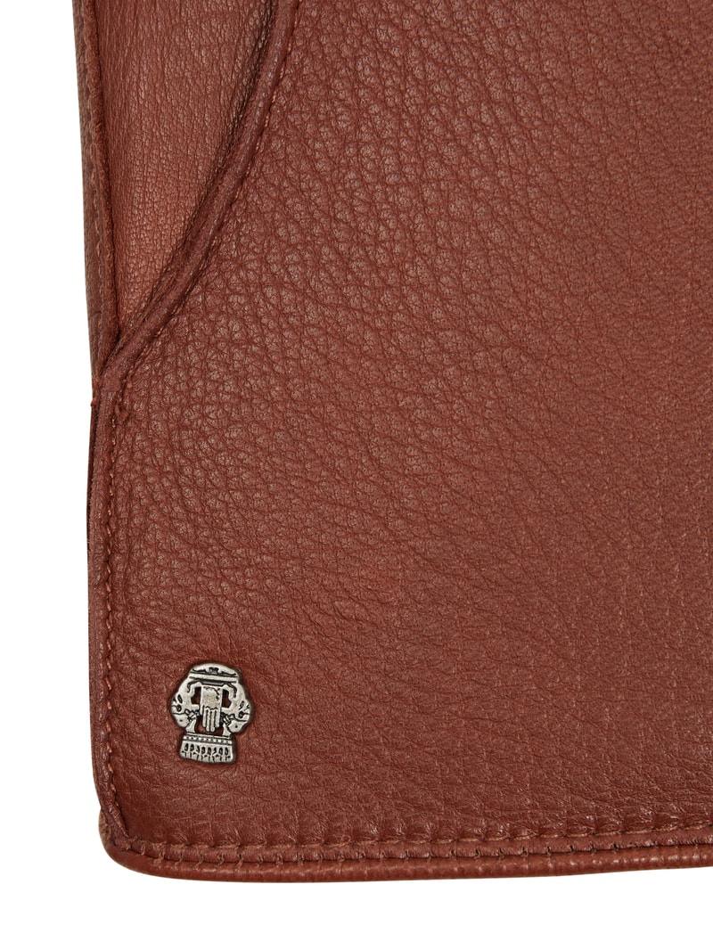Lederhandschuhe im Biker-Look in cognac