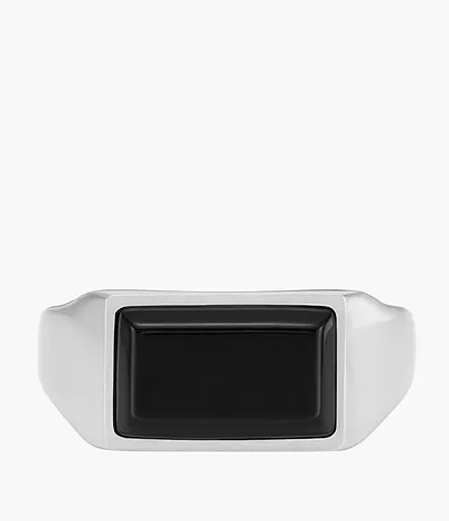 Fossil Siegelring All Stacked Up Achat schwarz