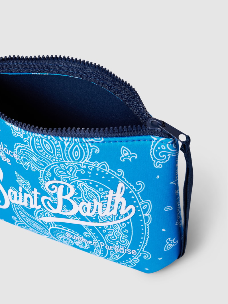 Kulturtasche mit Allover-Muster Modell 'ALINE SPONGE' in royalblau