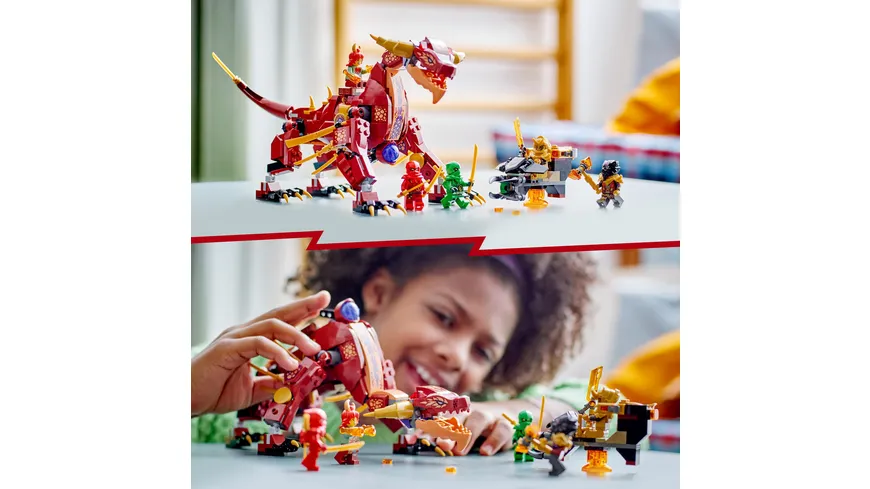 LEGO NINJAGO 71793 Wyldyres Lavadrache, Drachen-Spielzeug mit Figuren