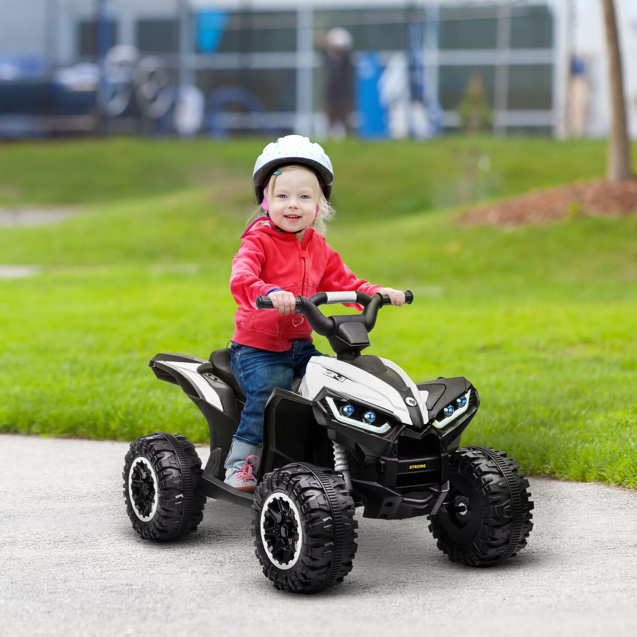 HOMCOM Elektro-Quad Kinderquad mit USB-Anschluss, Kindermotorrad mit Musik