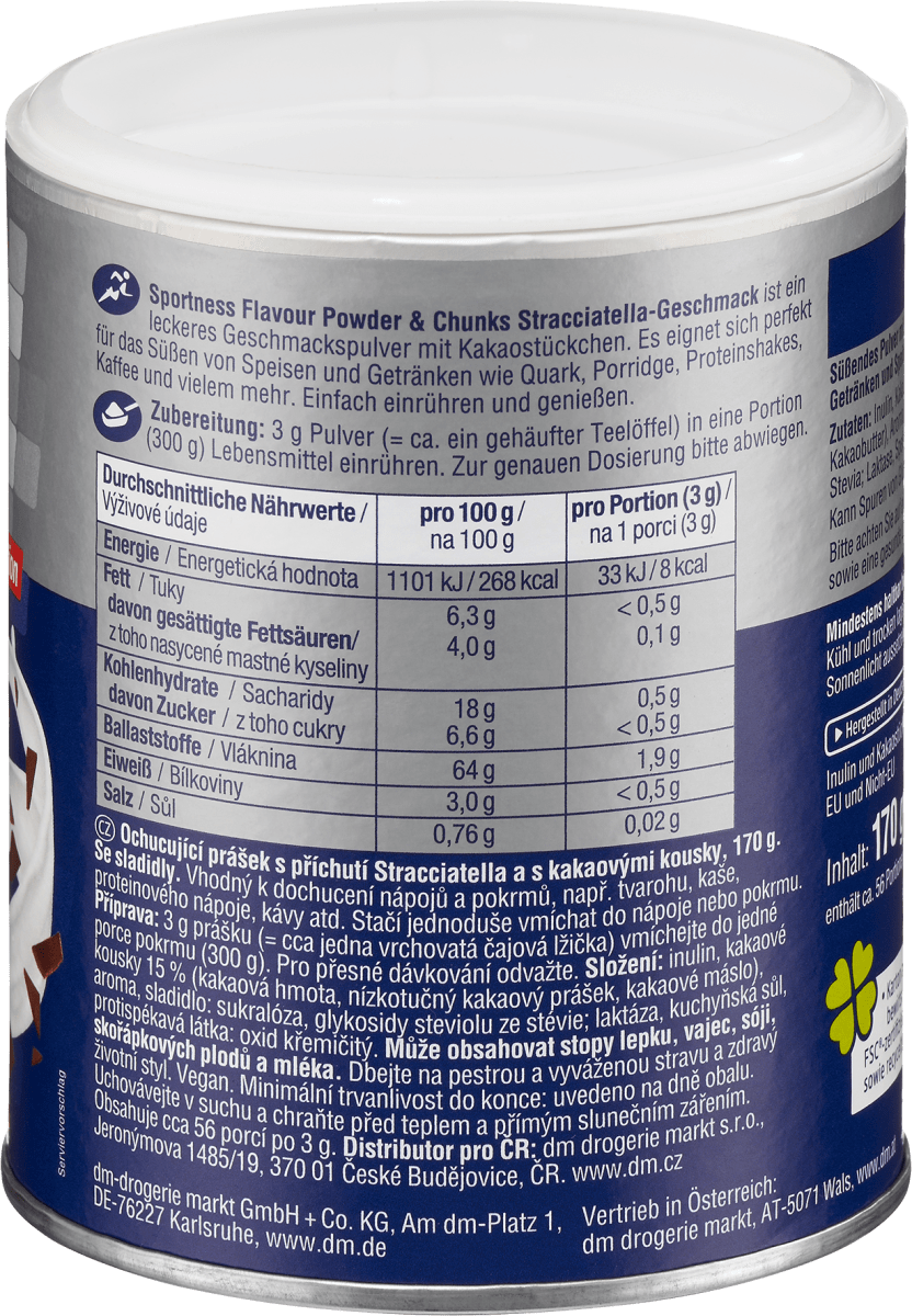 Flavour Powder & Chunks, Stracciatella Geschmack, 170 g