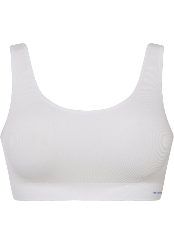 Geripptes Feel Comfort Seamless Bustier mit Spitze