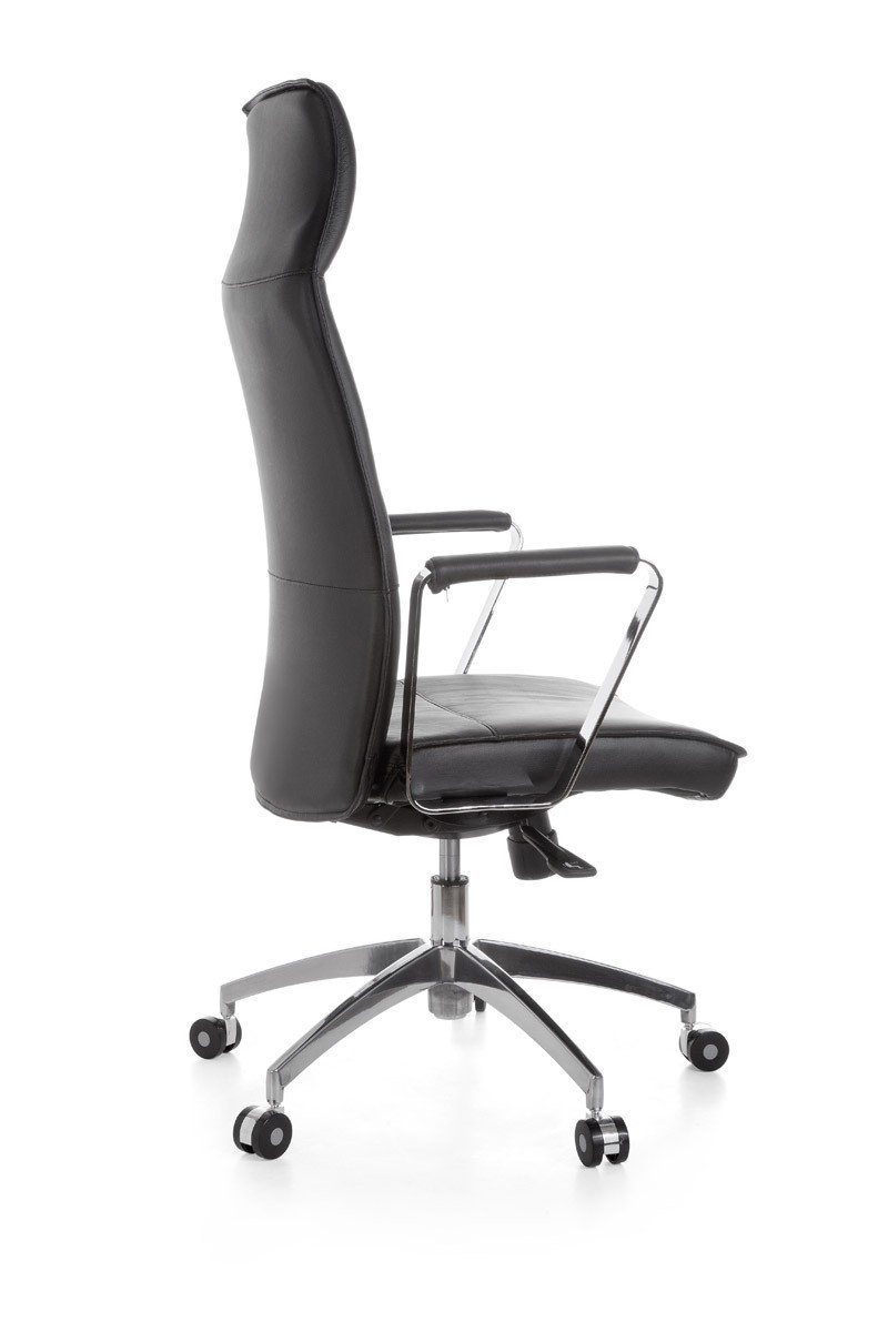 Amstyle Drehstuhl SPM1.137 (Echtleder Schwarz, Bürostuhl XXL 120 kg Modern), Schreibtischstuhl Drehbar, Chefsessel mit Armlehne