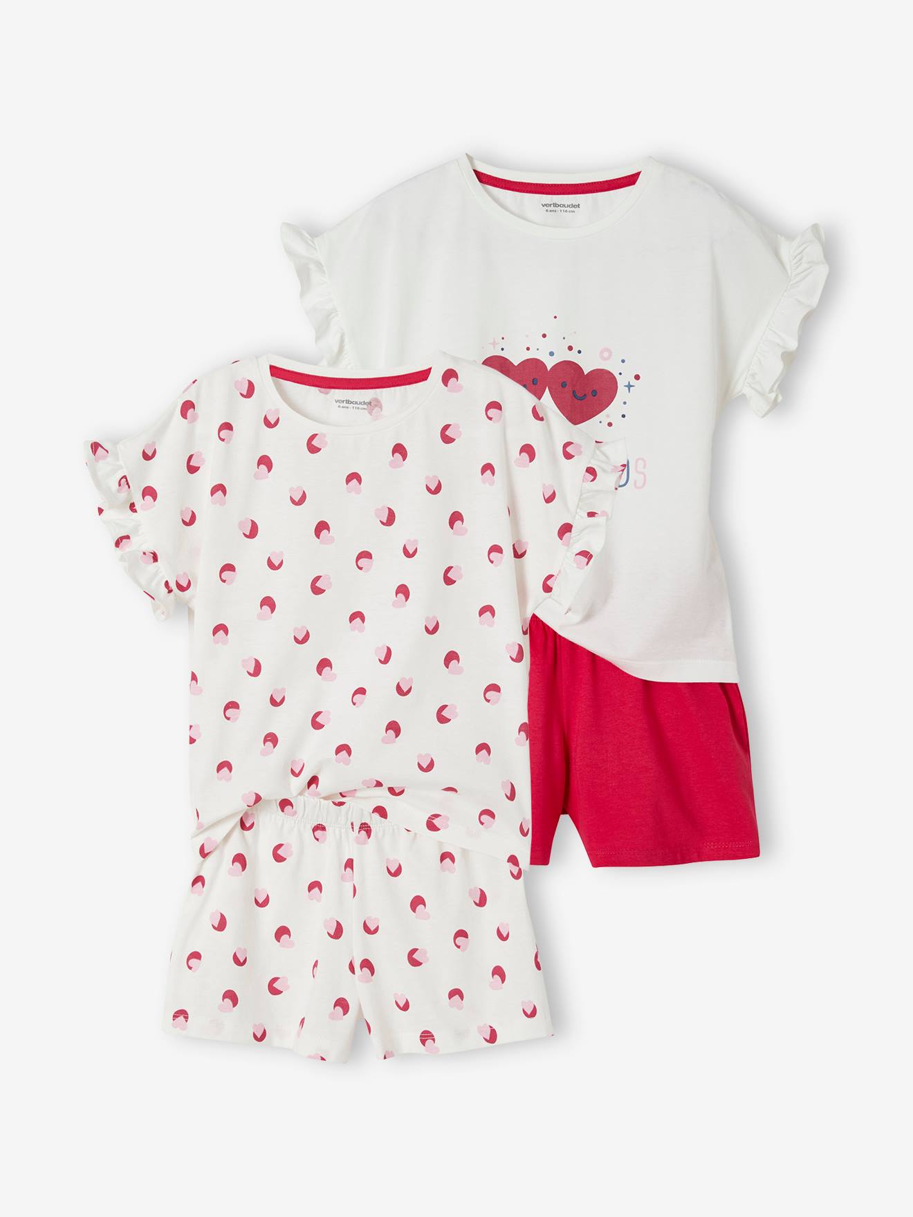 Lot de 2 pyjashorts fille lot ivoire