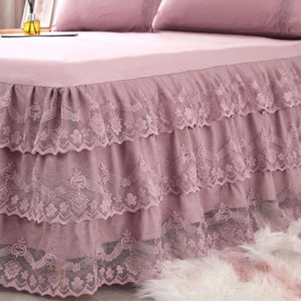 Matratzenschoner Bettrock Tagesdecke Spitze Ruffle Prinzessinnen 150 x 200cm FELIXLEO