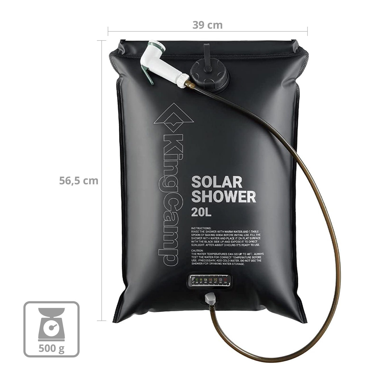 KingCamp Solardusche Solardusche Camping Outdoor Reise Dusche, Thermometer Solar Shower 20 L