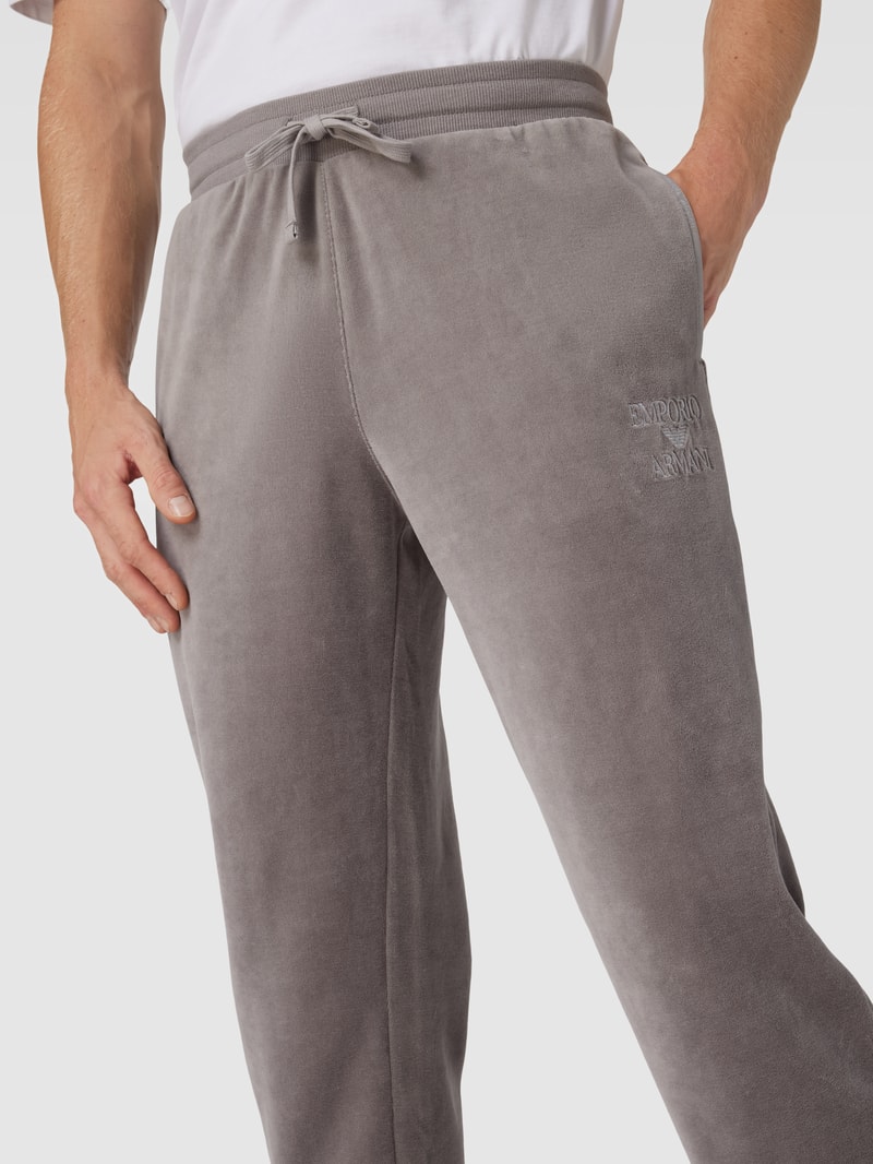 Sweatpants mit Label-Stitching in ecru