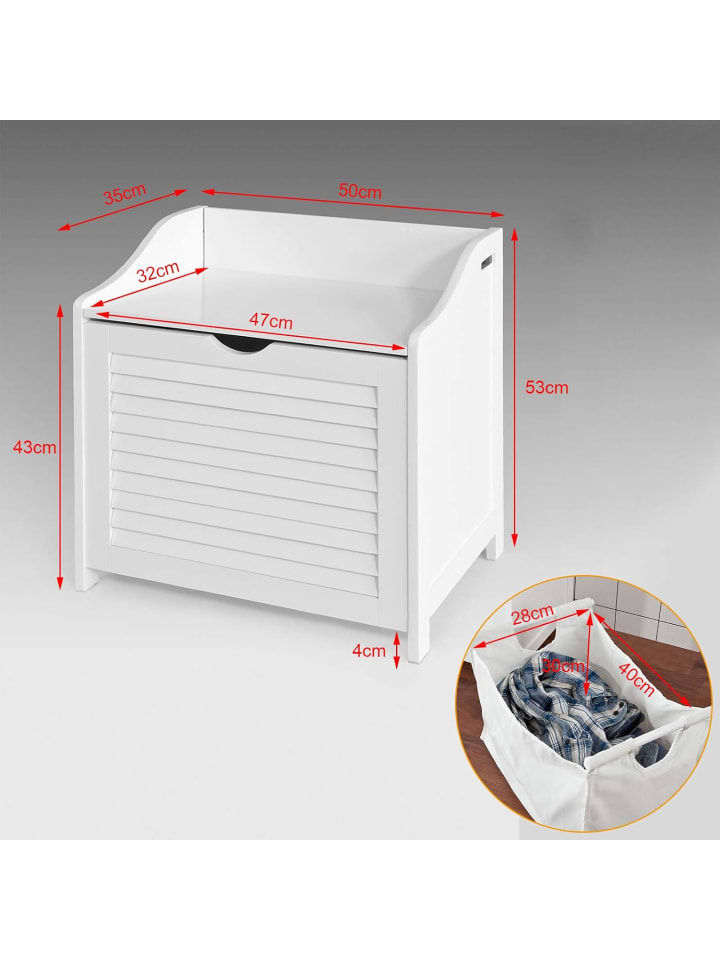 SoBuy Wäschetruhe in Weiß - (B)50 x (H)53 x (T)35cm günstig kaufen onesize