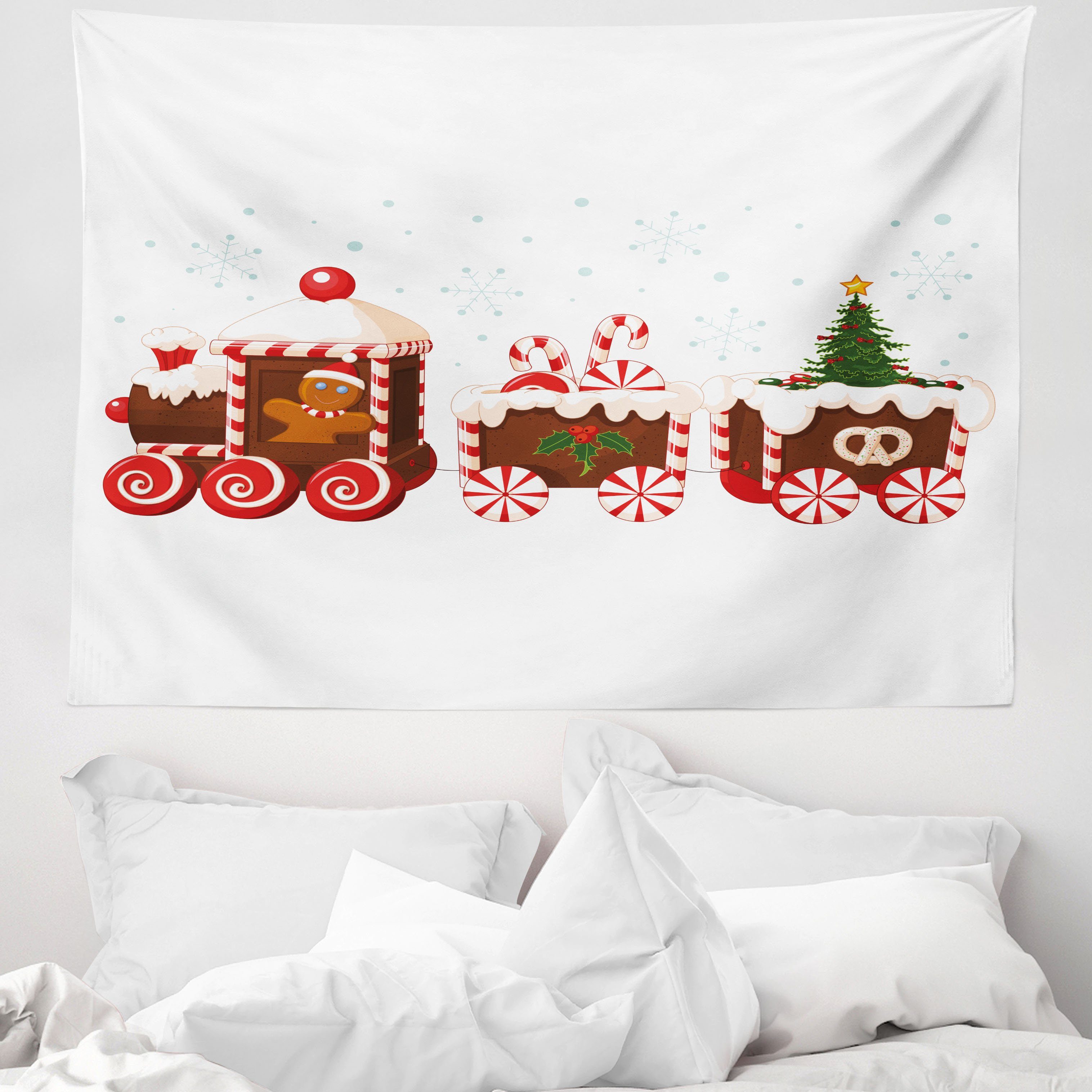 Wandteppich aus Weiches Mikrofaser Stoff Für das Wohn und Schlafzimmer, Abakuhaus, rechteckig, Weihnachten Lebkuchen-Zug