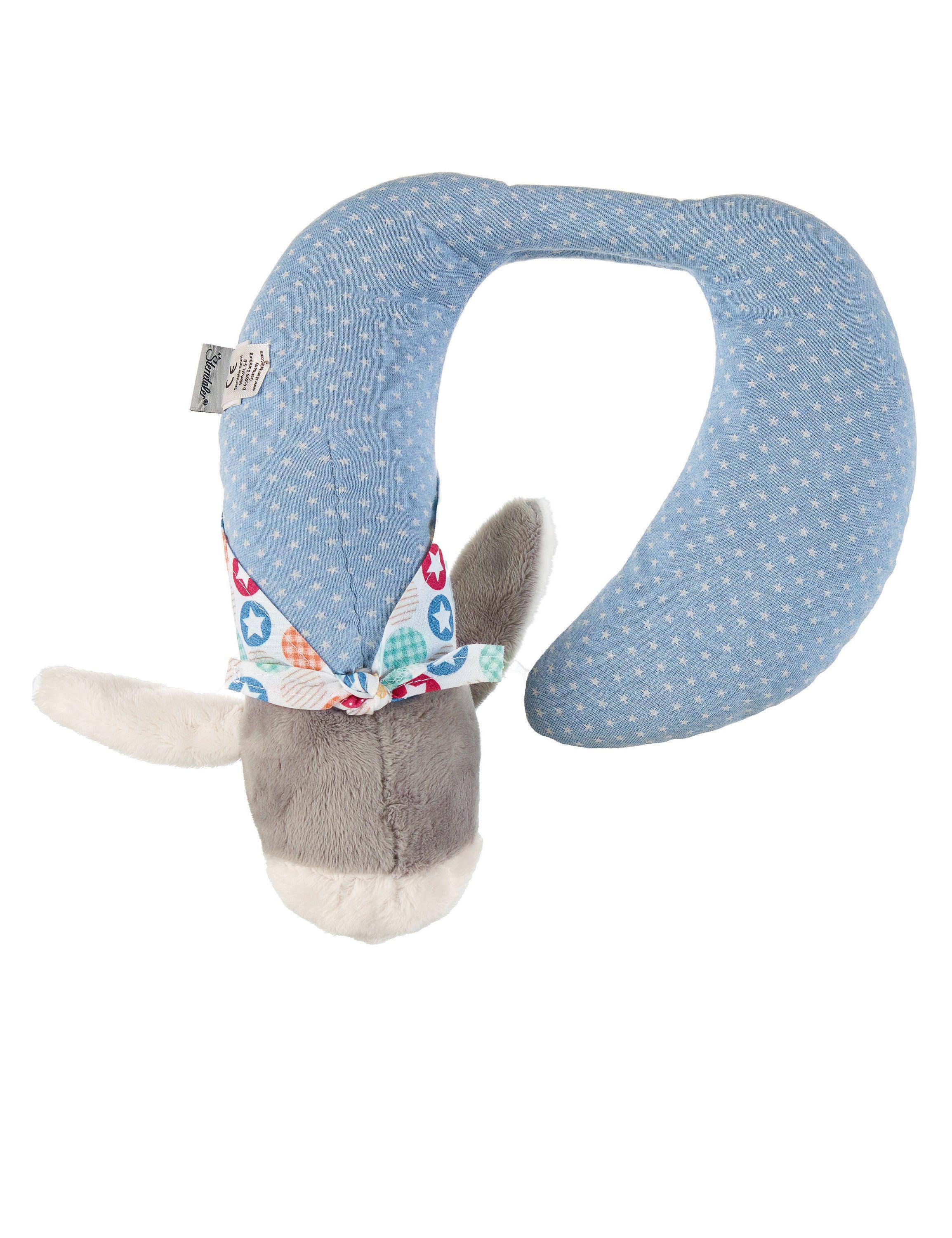 Nackenstütze Esel Emmi hellblau, 28 cm  mit Rassel