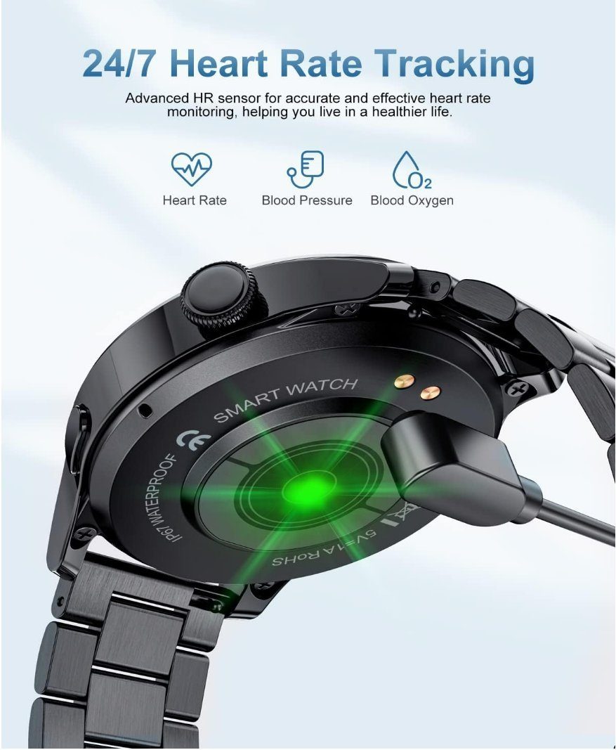 Lige Smartwatch (iOS Android), Herren Premium Mit Telefonfunktion Smart Watch iOS Android