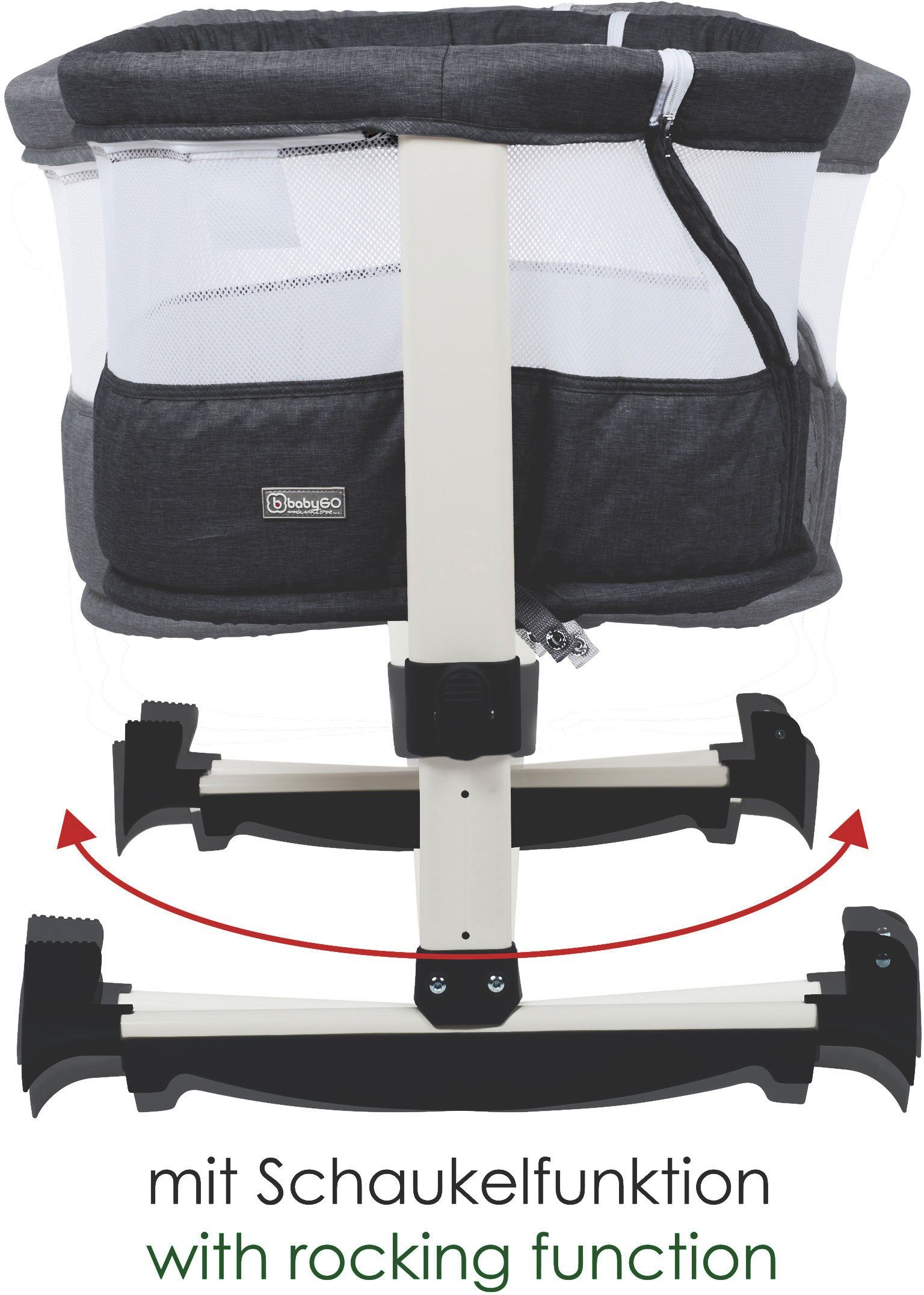 BabyGo Baby-Reisebett Vivaldi, dunkelgrau, mit Schaukelfunktion; auch als Beistellbett verwendbar