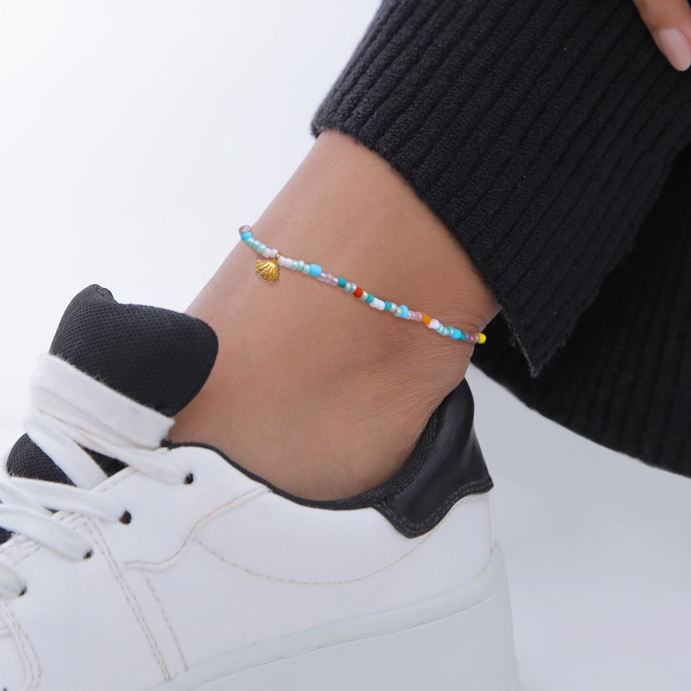 Elli Elli Bracelet de Cheville Femmes bracelet de cheville verre boules multicolores é Bijoux