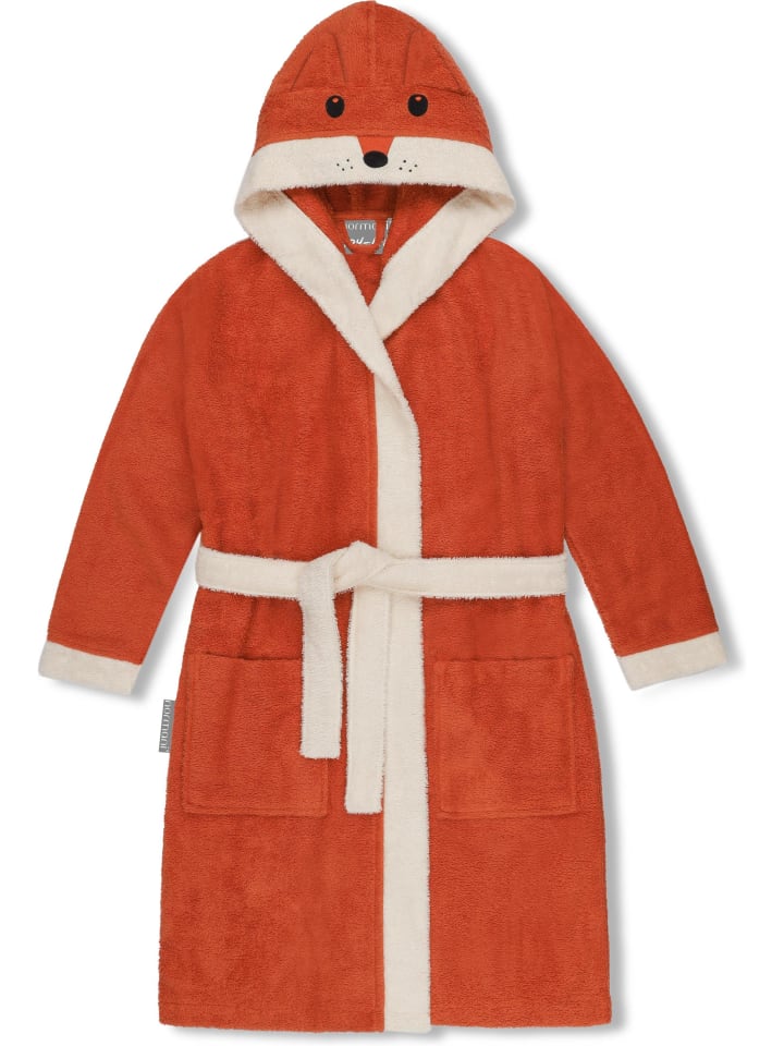 normani Kinder Bademantel aus Bio-Baumwolle Malia in Orange / Fuchs günstig kaufen