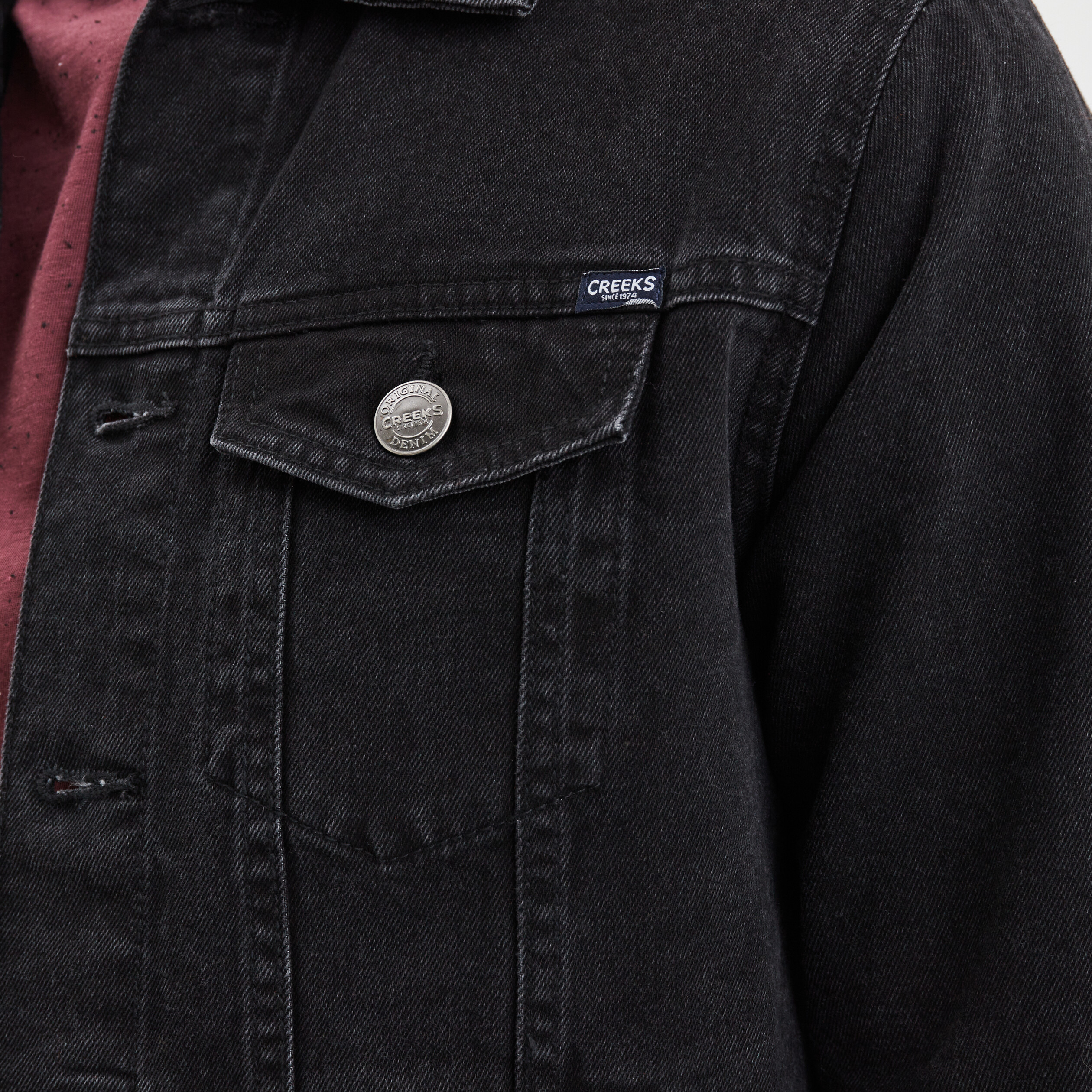 Veste droite boutonnée en jean Creeks denim noir homme | La Halle