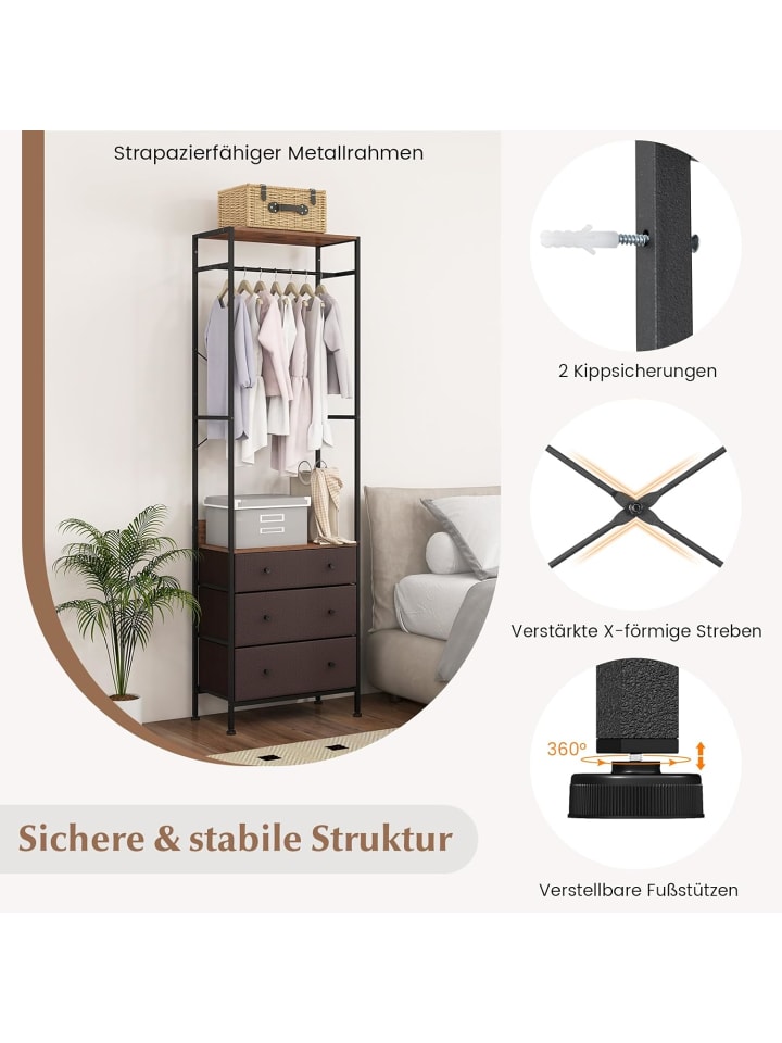 COSTWAY Garderobenständer 55x28x176cm in Braun günstig kaufen onesize