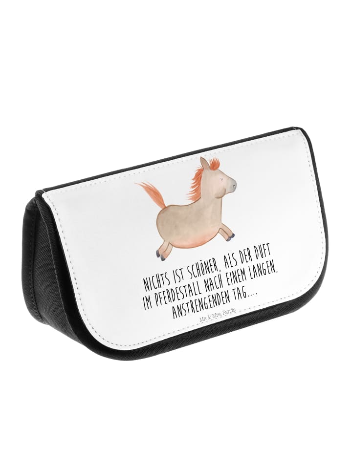 Mr. & Mrs. Panda Kosmetiktasche Pferd Springen mit Spruch in Weiß günstig kaufen onesize