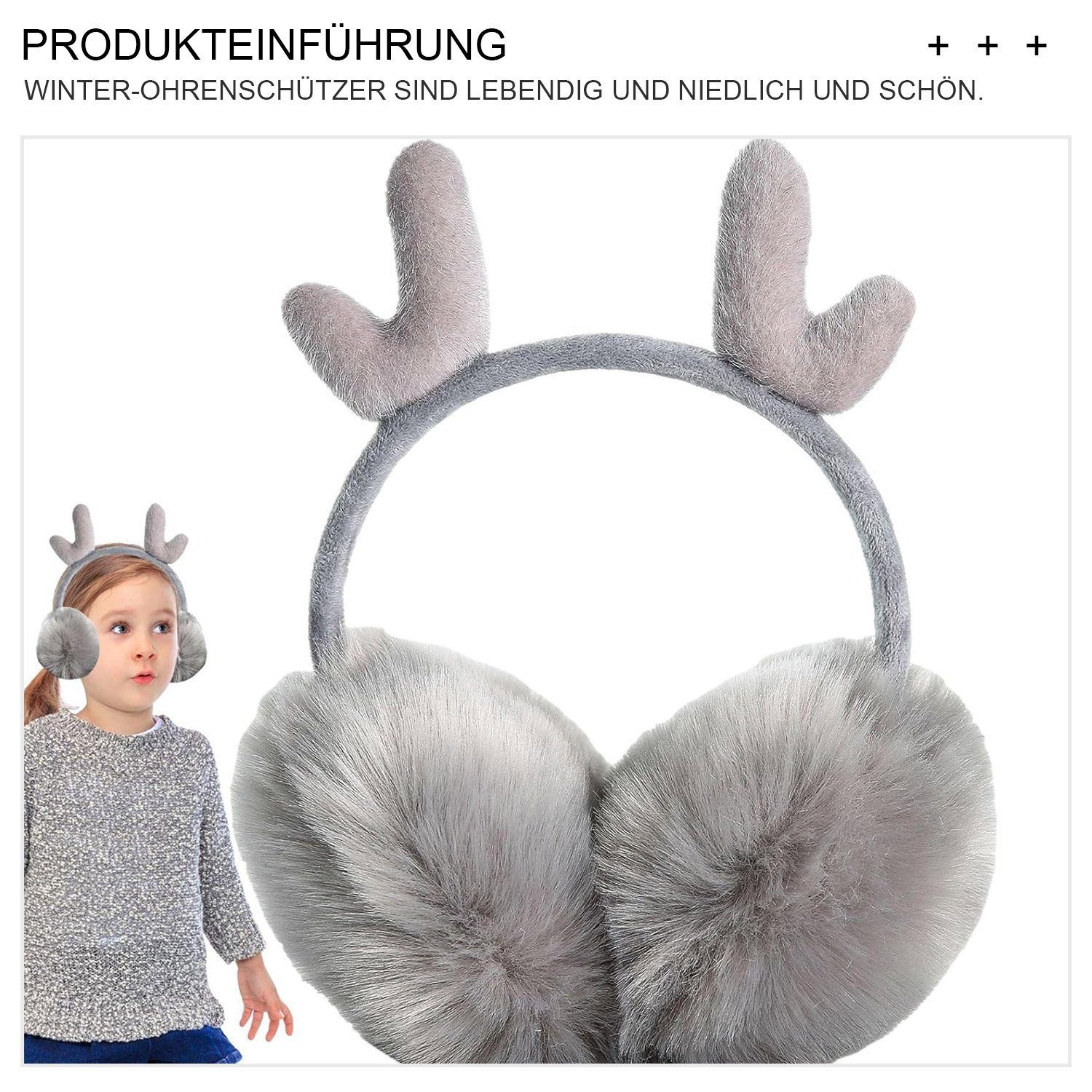 TOPMELON Ohrenwärmer Faltbare warme Winter-Ohrschützer mit Geweih