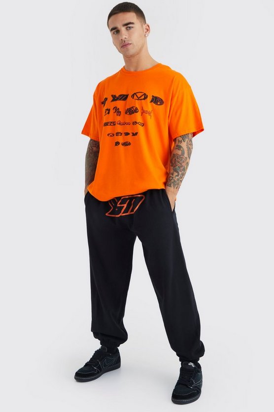 Oversize T-Shirt mit Bm-Print & Jogginghose