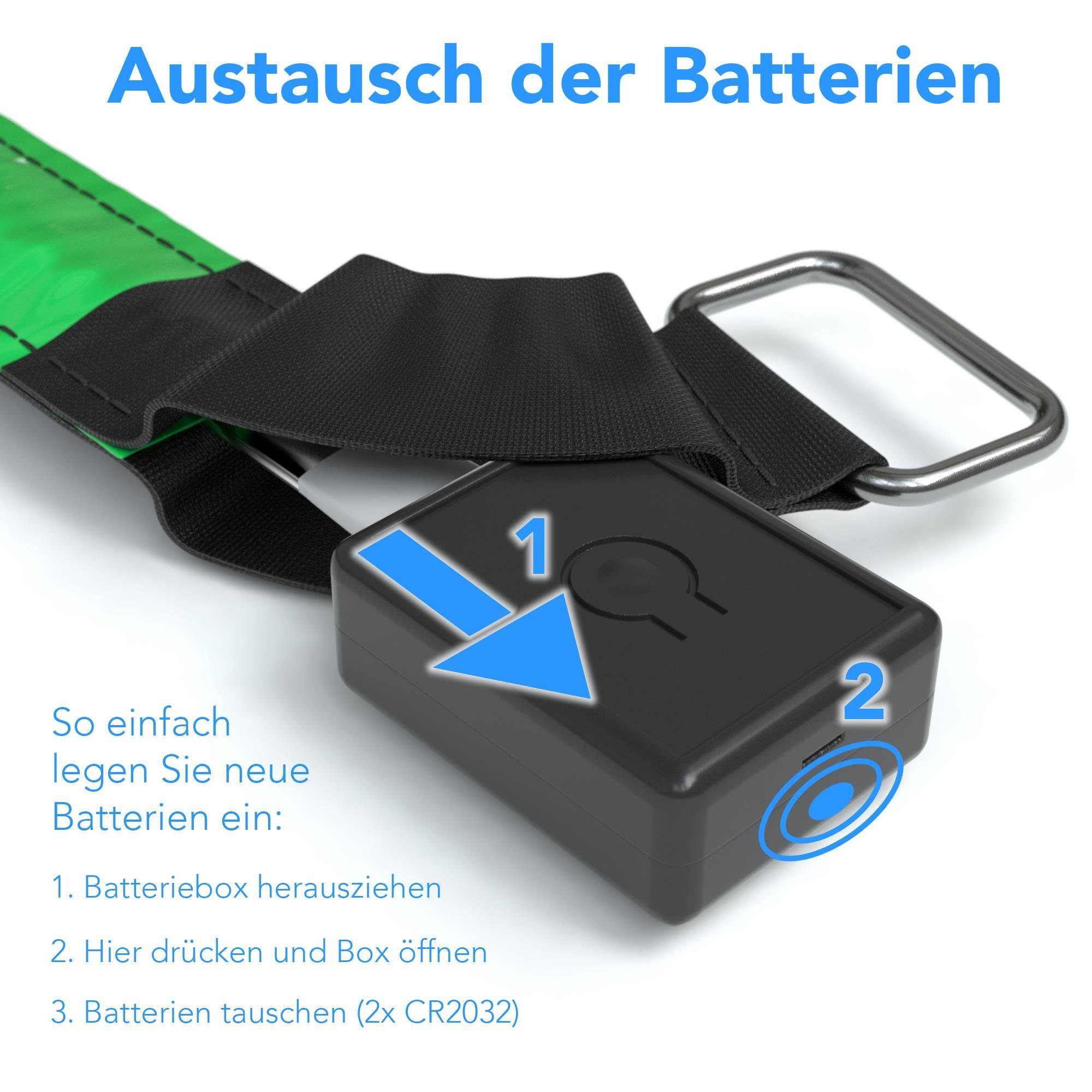 EAZY CASE Fahrradreflektor 4er Set Reflektor Flash Armband, LED Licht, Armband, Klettarmband Leuchtarmband, Reflektorband Joggen, Reflektoren Kind Hund, Reflektierendes Armband, Sichtbarkeit im Straßenverkehr, Laufband, Blinklicht, Grün