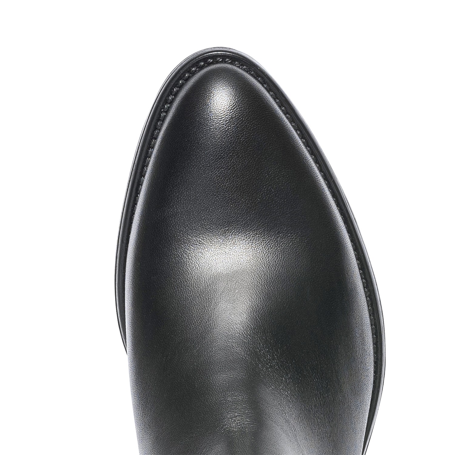 Boots noir en cuir avec élastique cousu