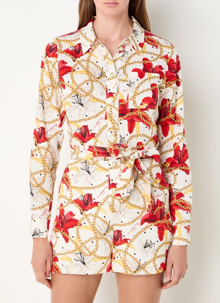 NIKKIE Dinapore straight fit playsuit in linen blend with belt