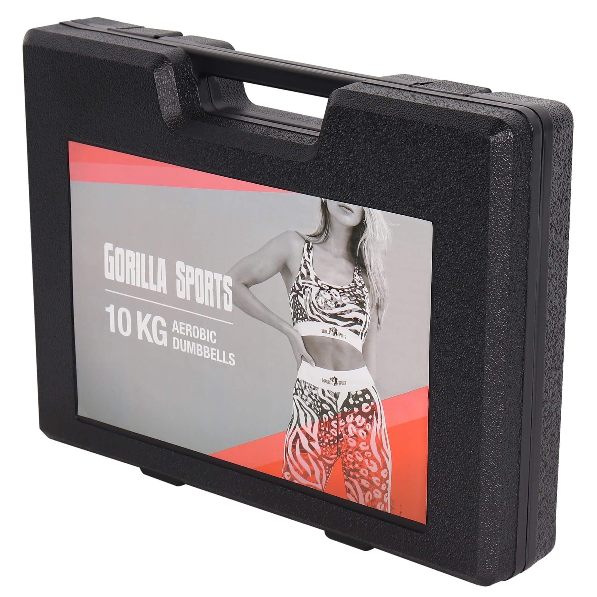 GORILLA SPORTS Hantel-Set Gymnastikhanteln Set - 10kg Gewichte mit Koffer, Neopren - Kurzhanteln, (Set)