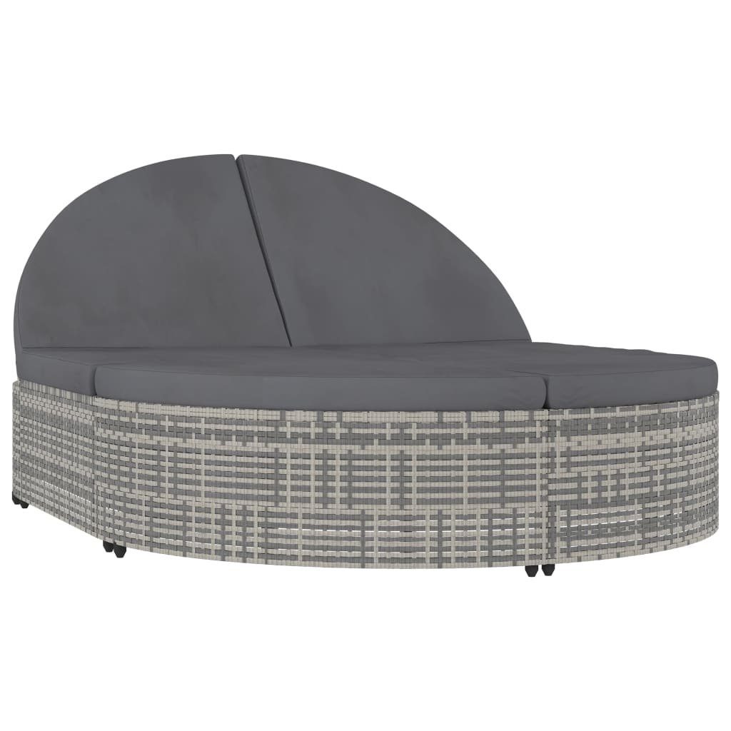 Merax Loungebett, 2 Teile, aus Polyrattan, Gartenliege, Sonnenlige inkl. Auflage, verstellbare Rücklehne