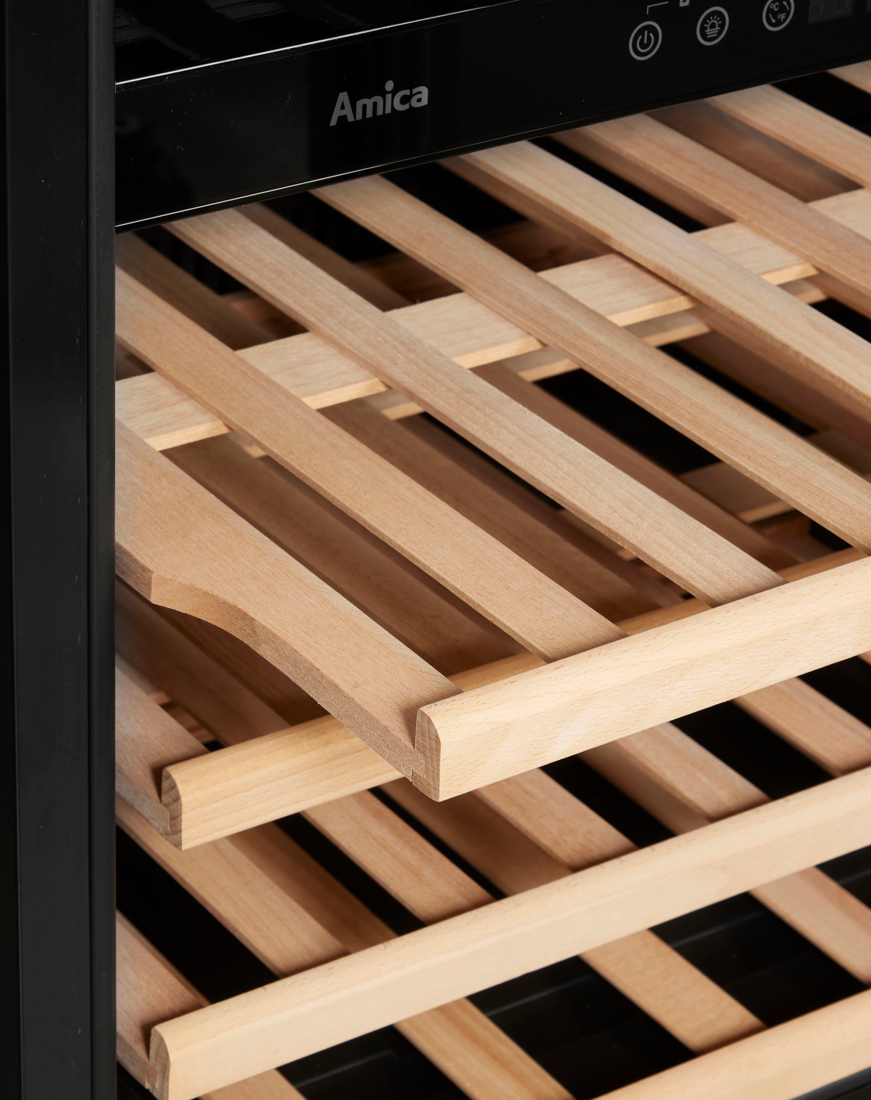 Amica Weintemperierschrank WK 341 111 E,für 46 Standardflaschen á 0,75l, Standkühlschrank