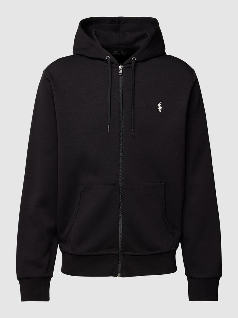 Sweatjacke mit Label-Stitching in schwarz