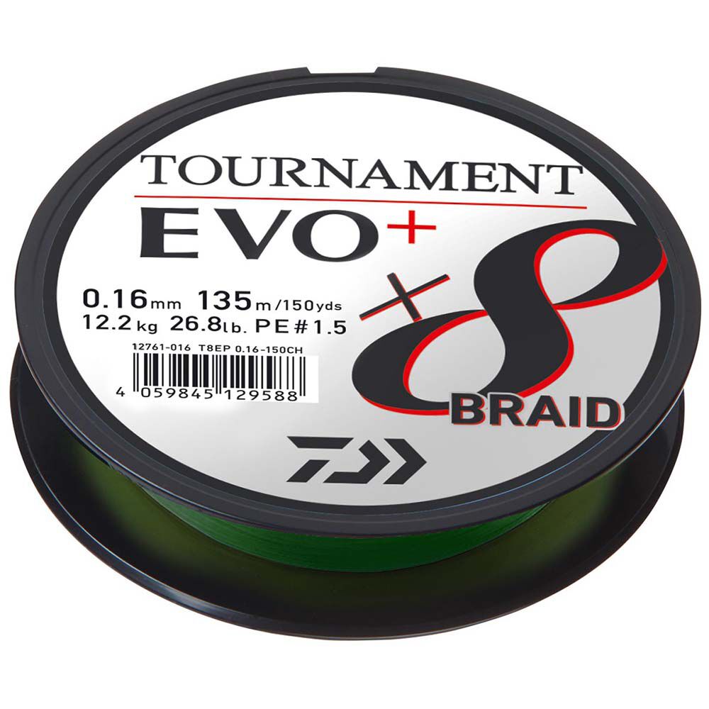 Pletená šňůra Tresse Daiwa Tournament x8 Braid EVo+ tmavě zelená 135m