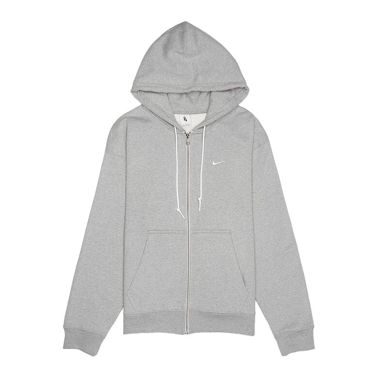 NIKE Solo Swoosh HW Full-Zip Hoodie dk grey heather/white