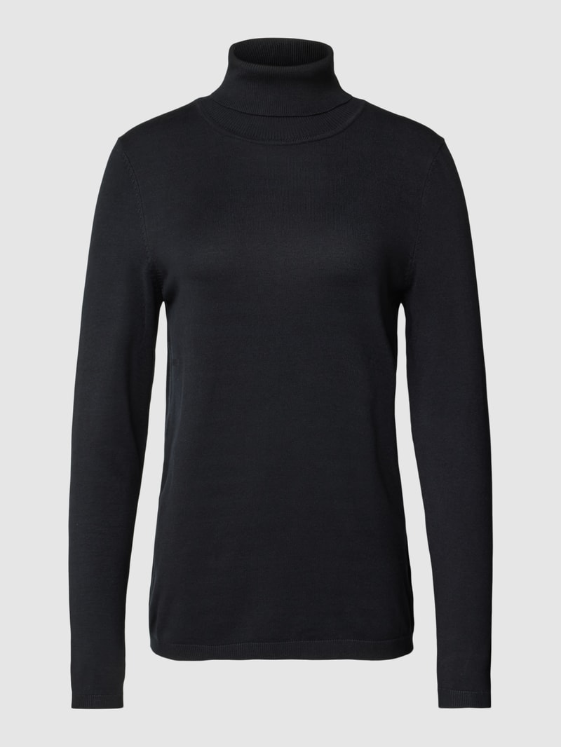 Rollkragenpullover aus Viskose-Mix in unifarbenem Design in schwarz