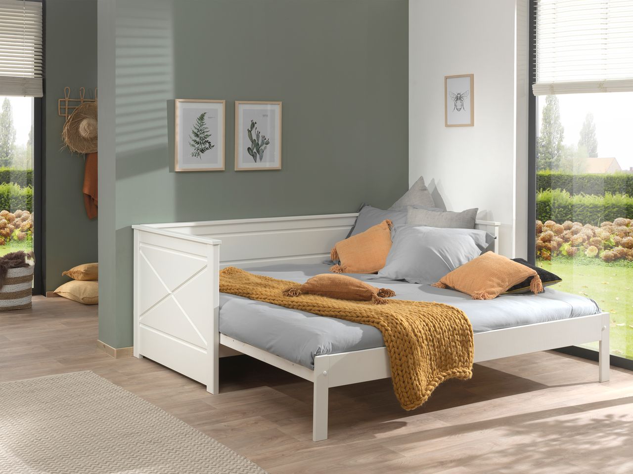 VIPACK Kojenbett mit Auszug, Liegefläche von 90 x 200 auf 180 x 200 erweiterbar, Kiefer mit MDF weiß lackiert