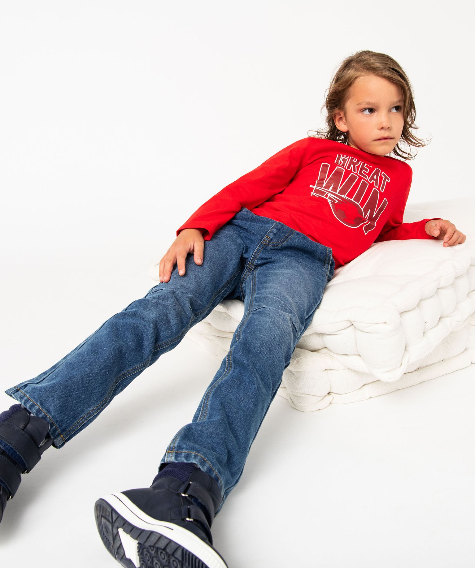 Tee-shirt à manches longues avec motif XXL Garçon rouge | GEMO